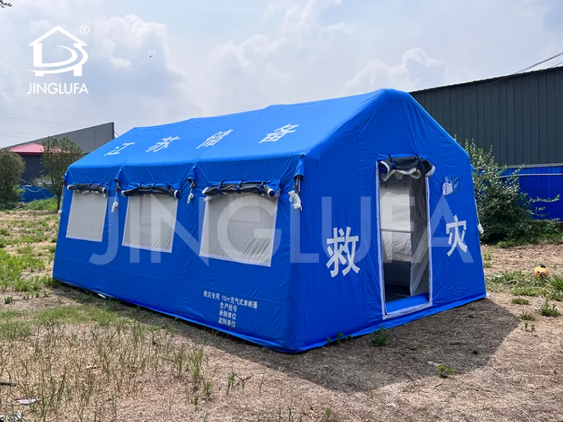 Inflatable disaster relief tent