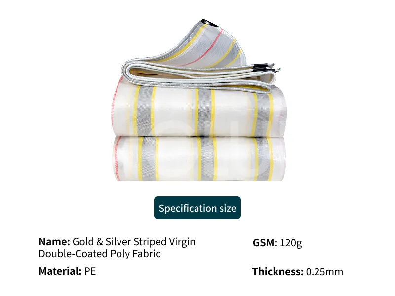 Gold & Silver Striped Virgin Double-Coated Poly Fabric (Custom)