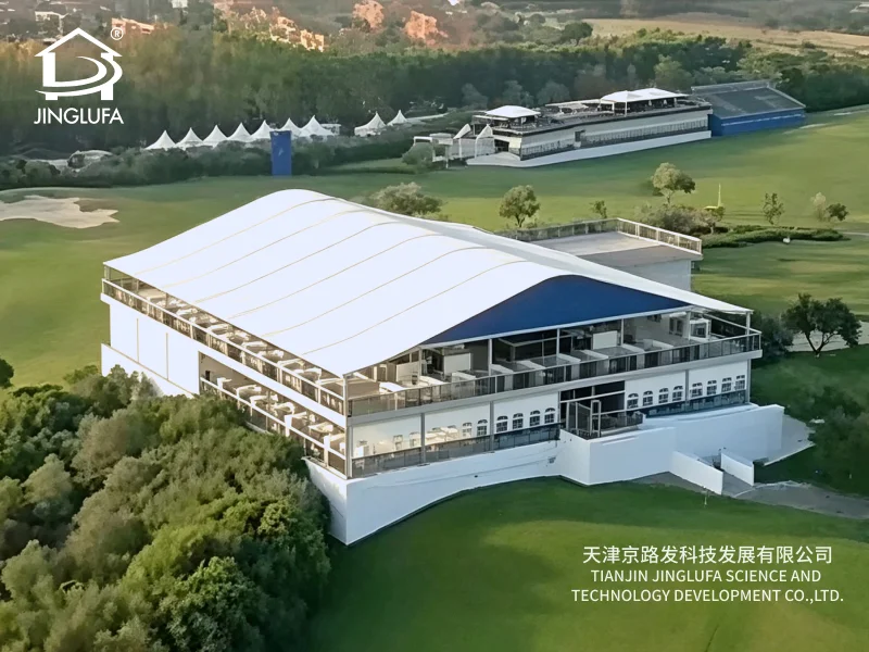 Large white event marquee tent set up for commercial outdoor events