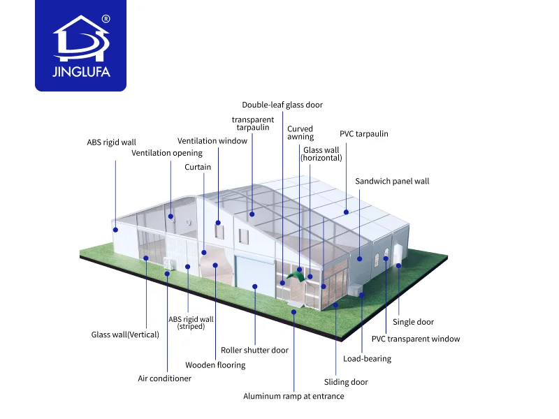 Clear span event marquee tent used for temporary spatial solutions