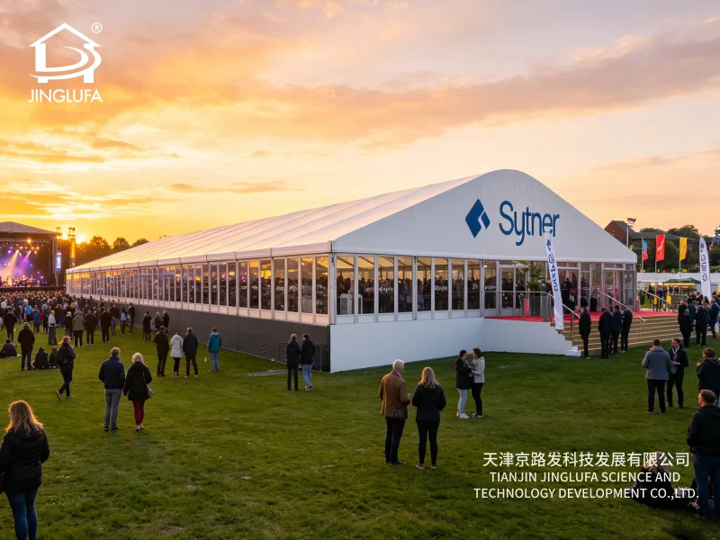 Spacious interior view of clear top event marquee tent structure Spacious interior view of clear top event marquee tent structure